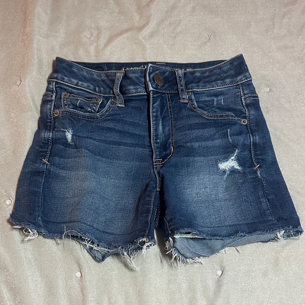 American Eagle Super Stretch Denim Midi Shorts - Size 0